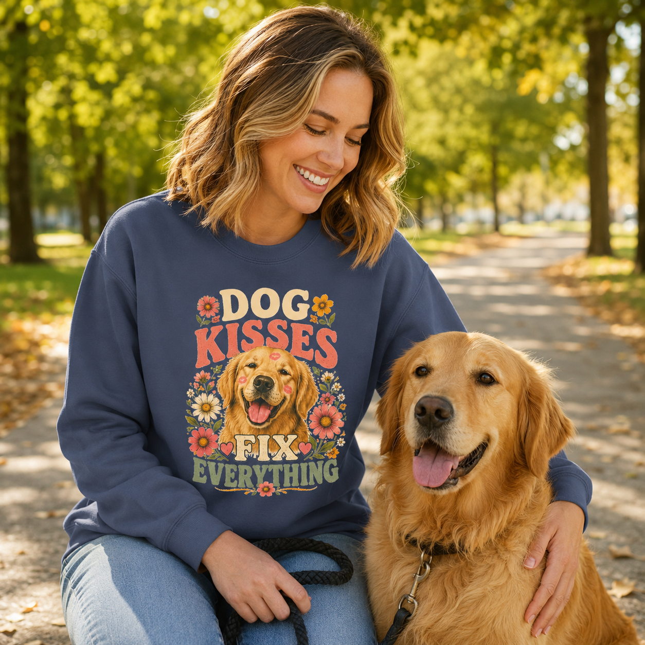 Dog Kisses Fix Everything Comfort Colors Sweatshirt – Retro Dog Lover Crewneck