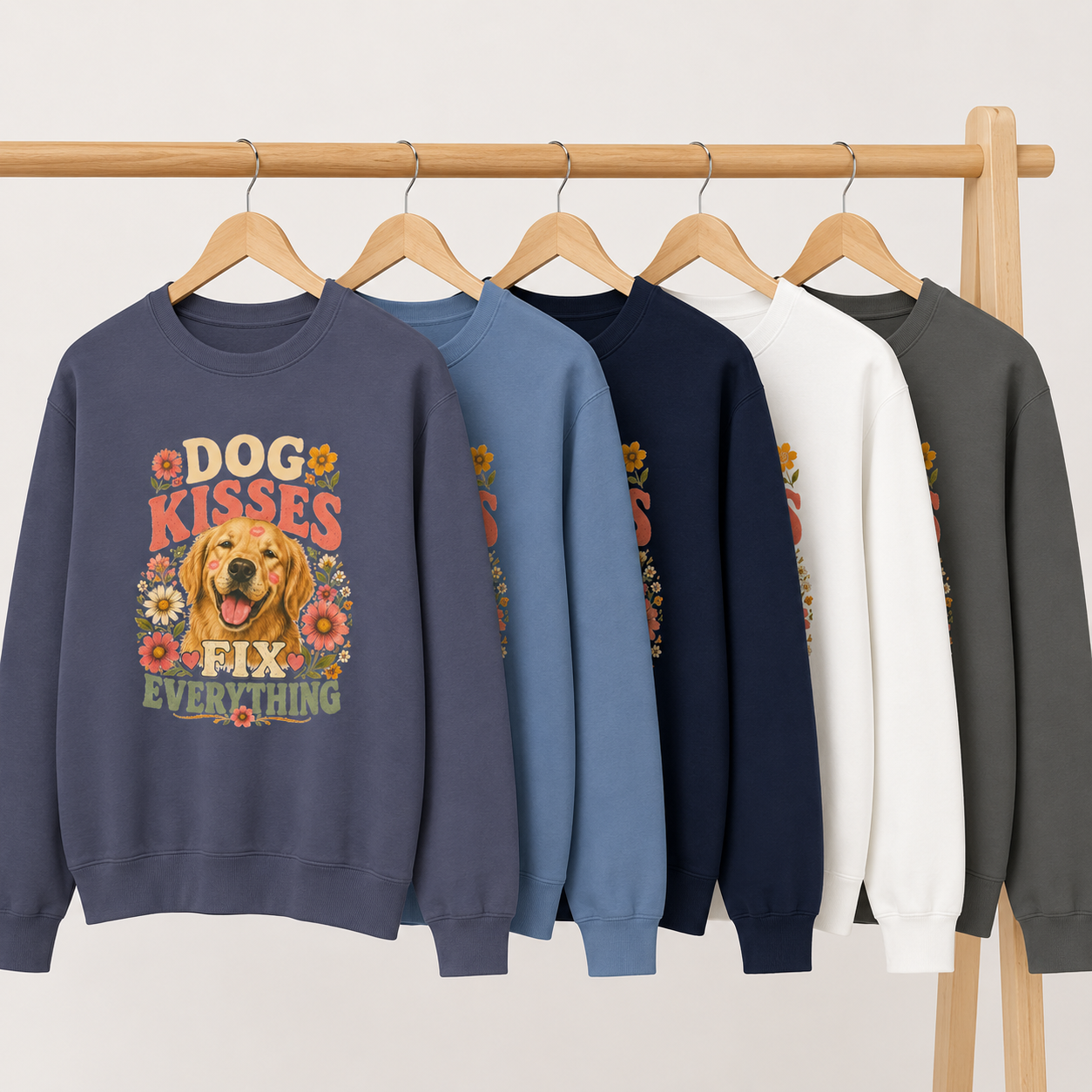 Dog Kisses Fix Everything Comfort Colors Sweatshirt – Retro Dog Lover Crewneck