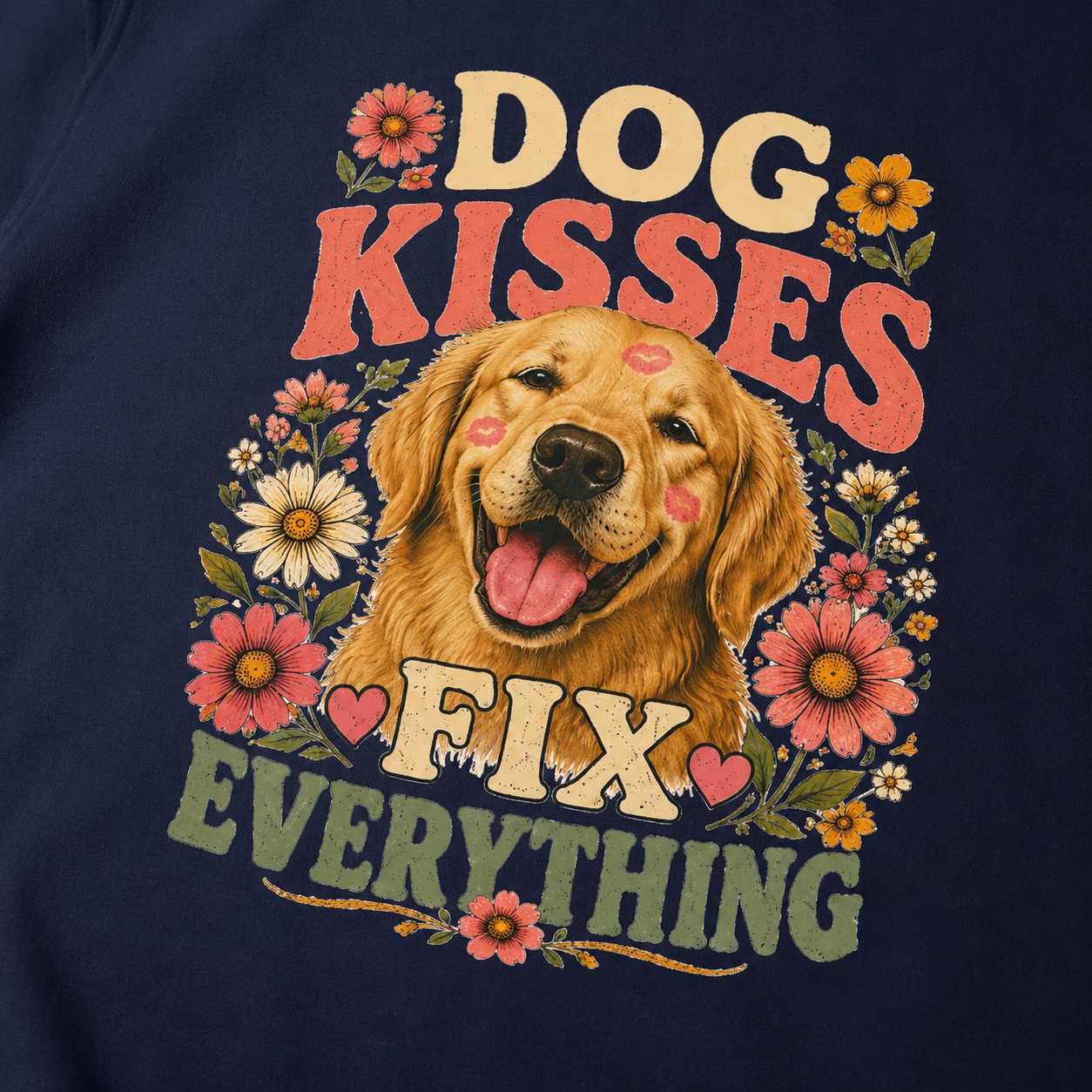 Dog Kisses Fix Everything Comfort Colors Sweatshirt – Retro Dog Lover Crewneck