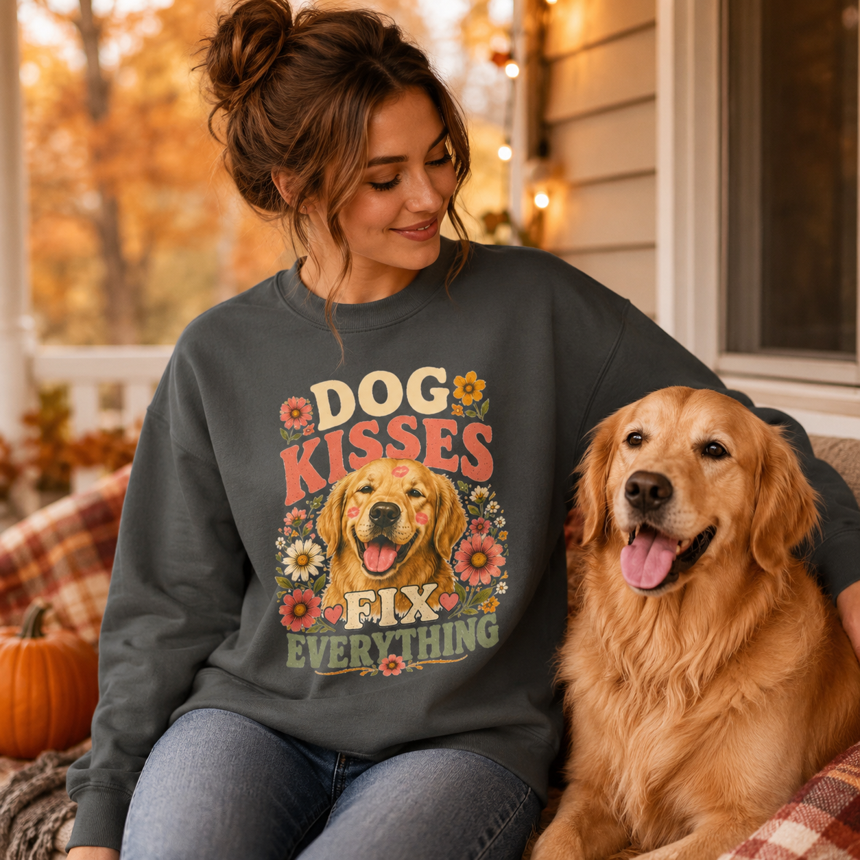 Dog Kisses Fix Everything Comfort Colors Sweatshirt – Retro Dog Lover Crewneck