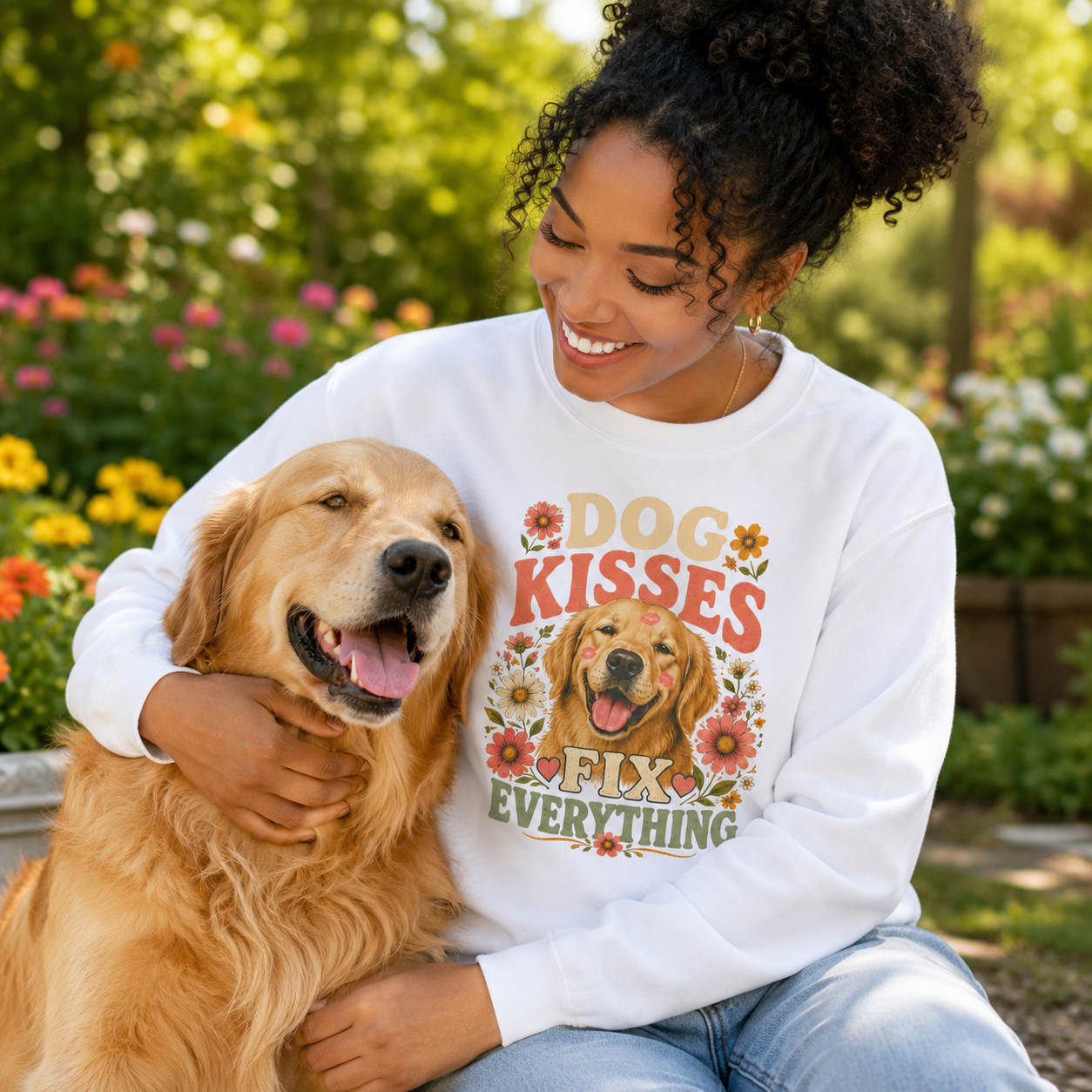 Dog Kisses Fix Everything Comfort Colors Sweatshirt – Retro Dog Lover Crewneck