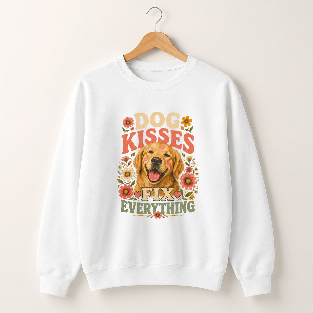 Dog Kisses Fix Everything Comfort Colors Sweatshirt – Retro Dog Lover Crewneck