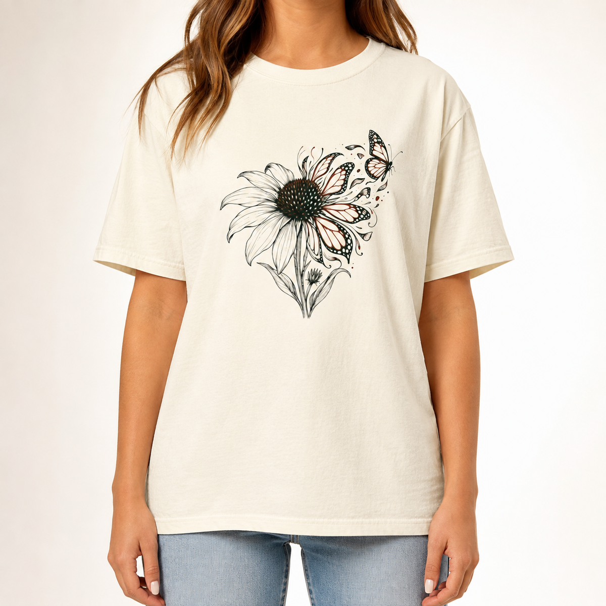 Echinacea & Monarch Butterfly T-Shirt
