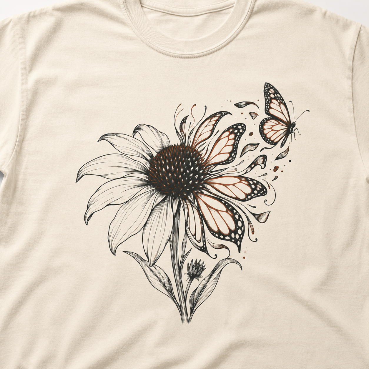 Echinacea & Monarch Butterfly T-Shirt