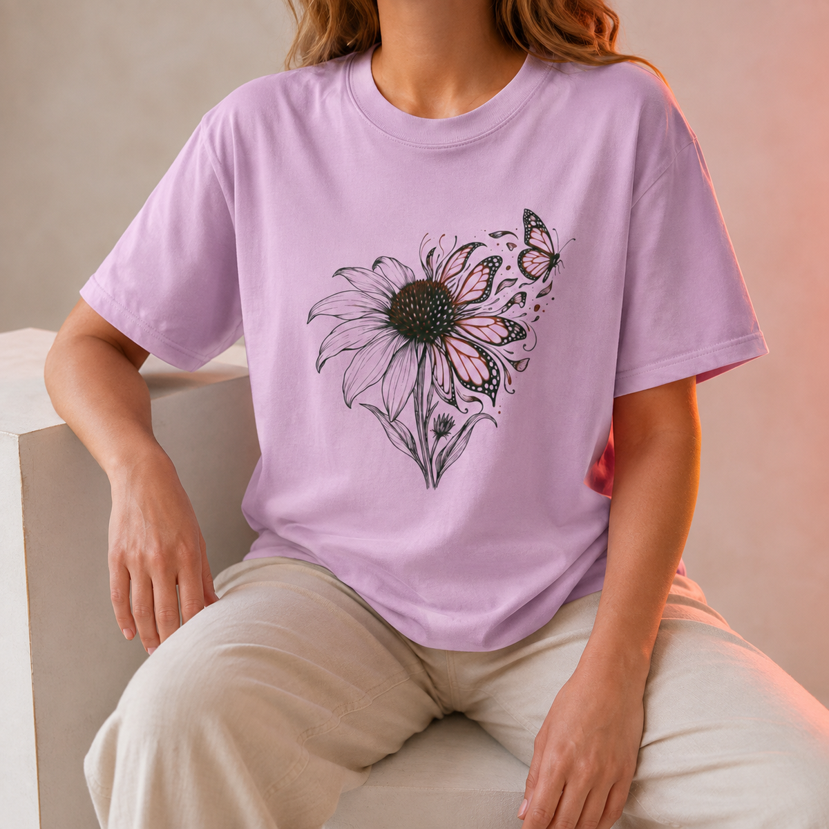 Echinacea & Monarch Butterfly T-Shirt