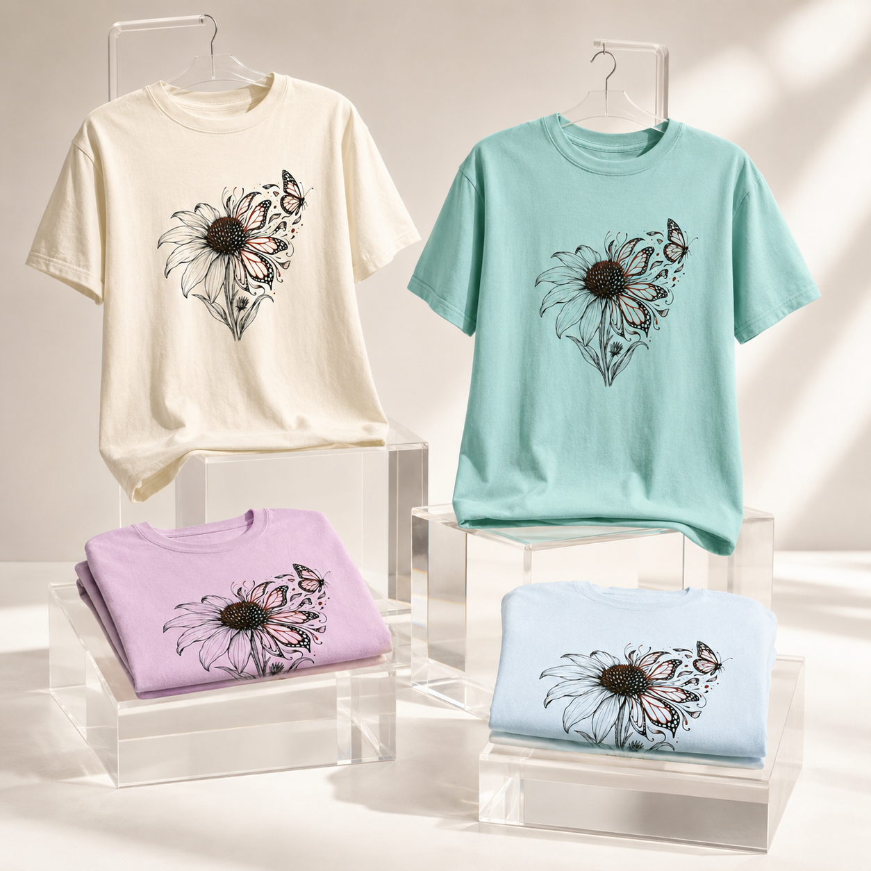 Echinacea & Monarch Butterfly T-Shirt