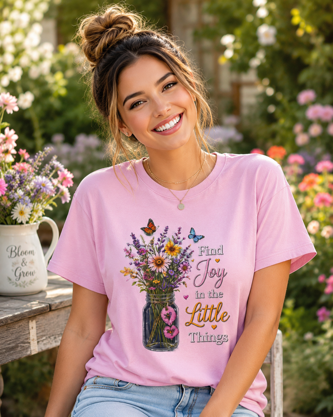 Find Joy in the Little Things - Wildflower Mason Jar Tee