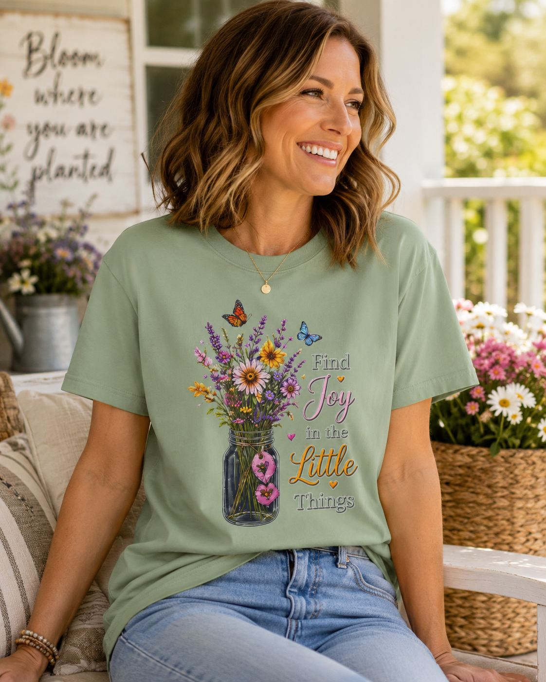 Find Joy in the Little Things - Wildflower Mason Jar Tee