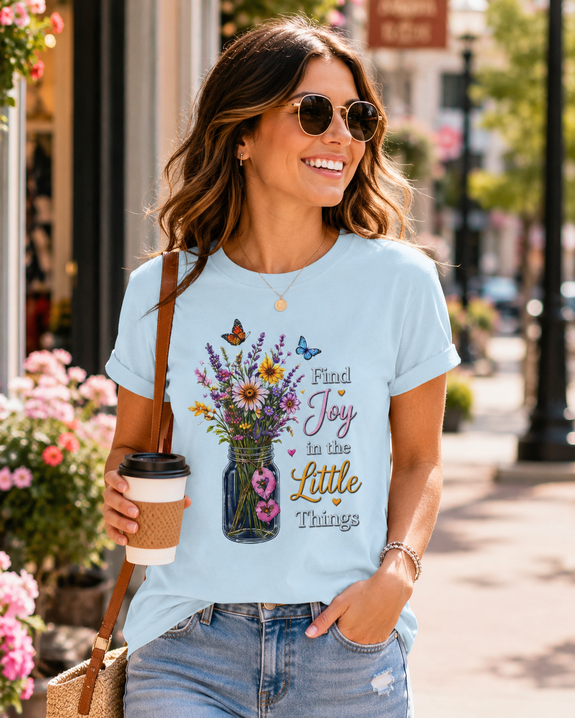 Find Joy in the Little Things wildflower tee alternate color
