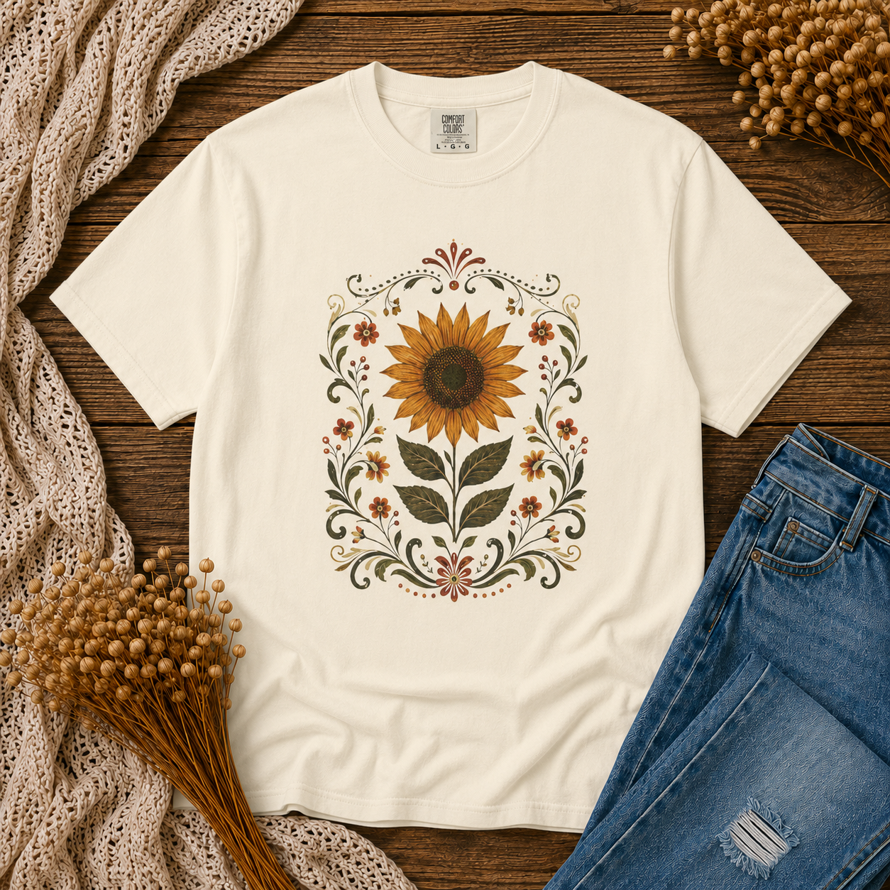 Folk Art Sunflower Tee