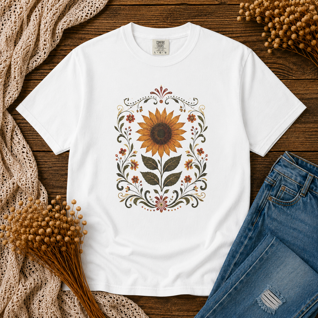 Folk Art Sunflower Tee