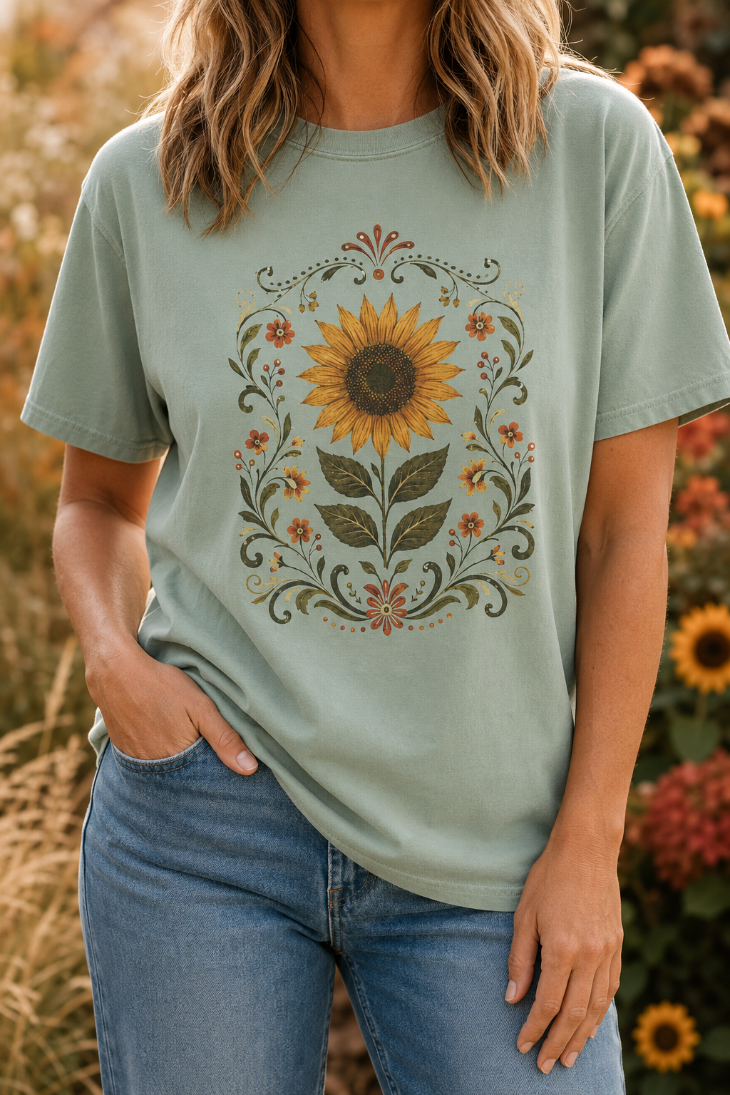 Folk Art Sunflower Tee