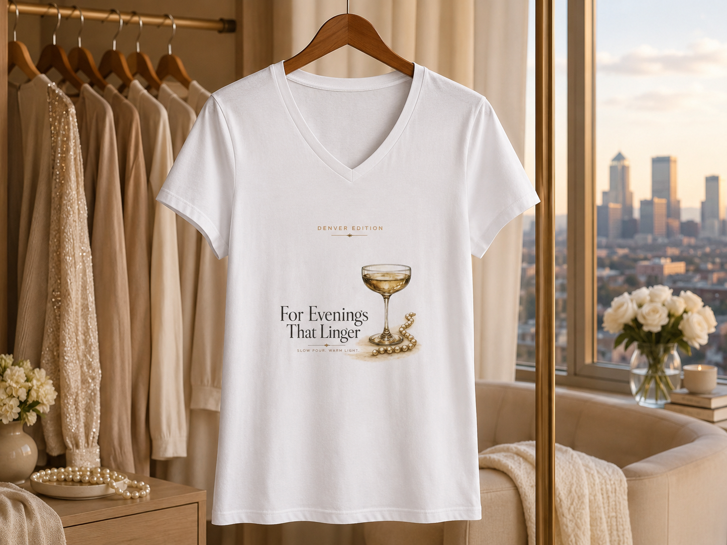 For Evenings That Linger — Denver Edition V-Neck Tee