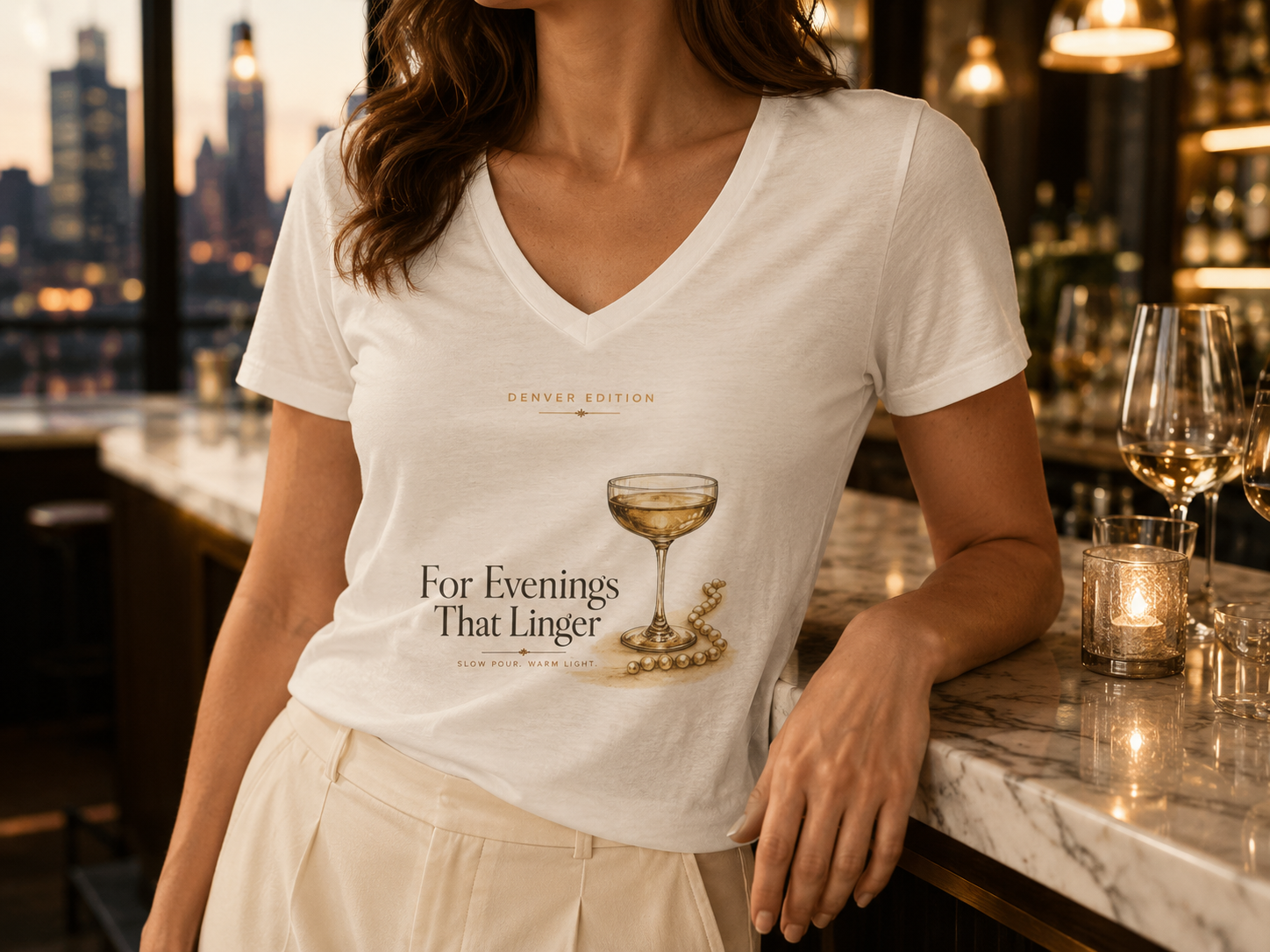 For Evenings That Linger — Denver Edition V-Neck Tee