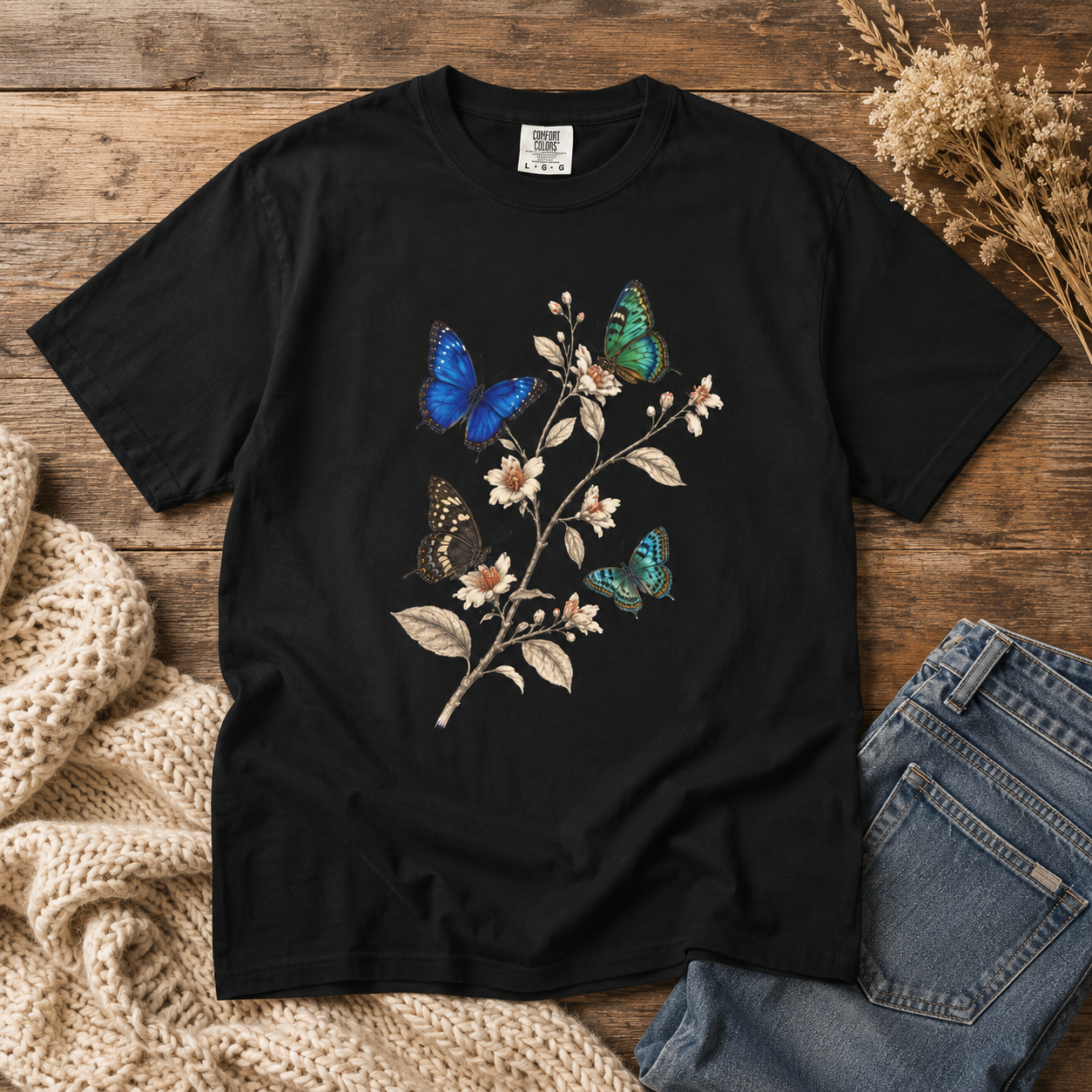 Four Butterflies Botanical T-Shirt
