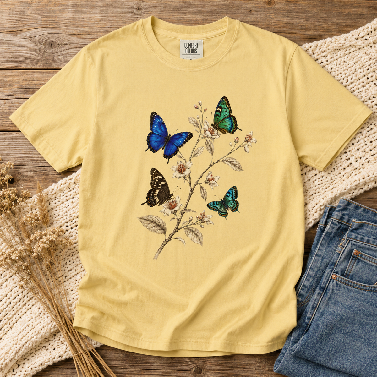 Four Butterflies Botanical T-Shirt