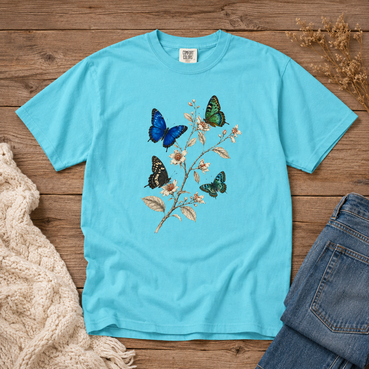 Four Butterflies Botanical T-Shirt