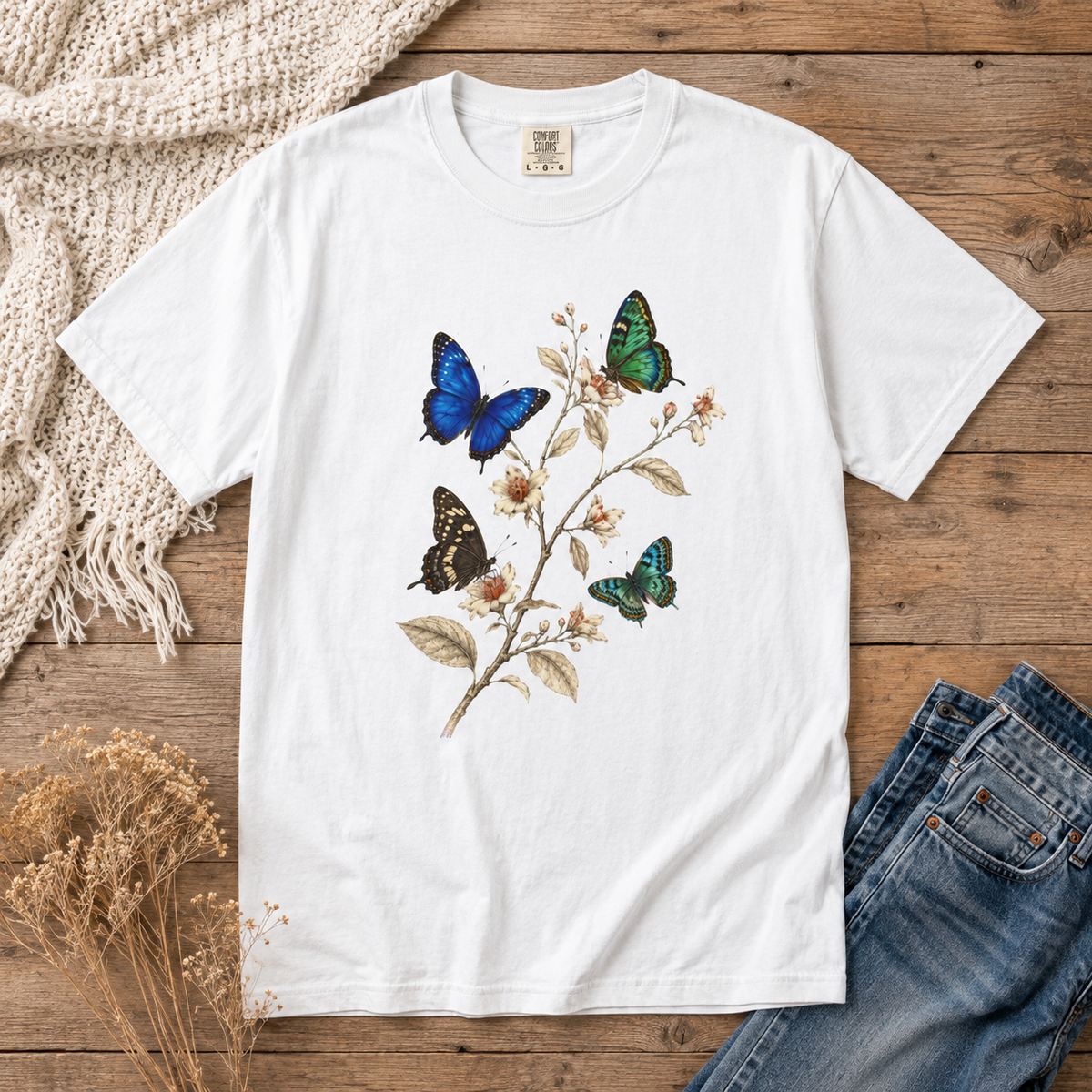 Four Butterflies Botanical T-Shirt