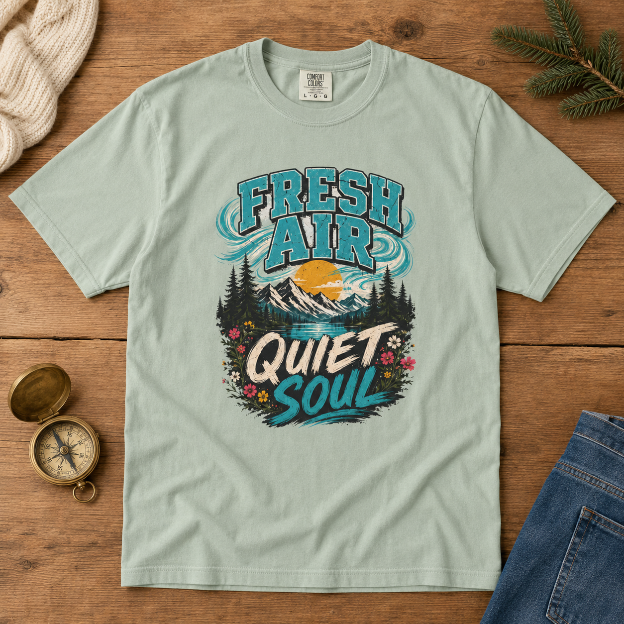 Fresh Air Quiet Soul T-Shirt — Garment-Dyed Cotton