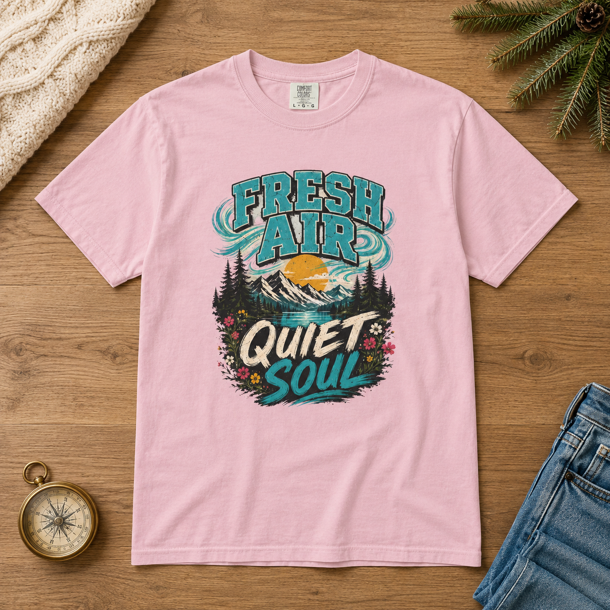 Fresh Air Quiet Soul T-Shirt — Garment-Dyed Cotton