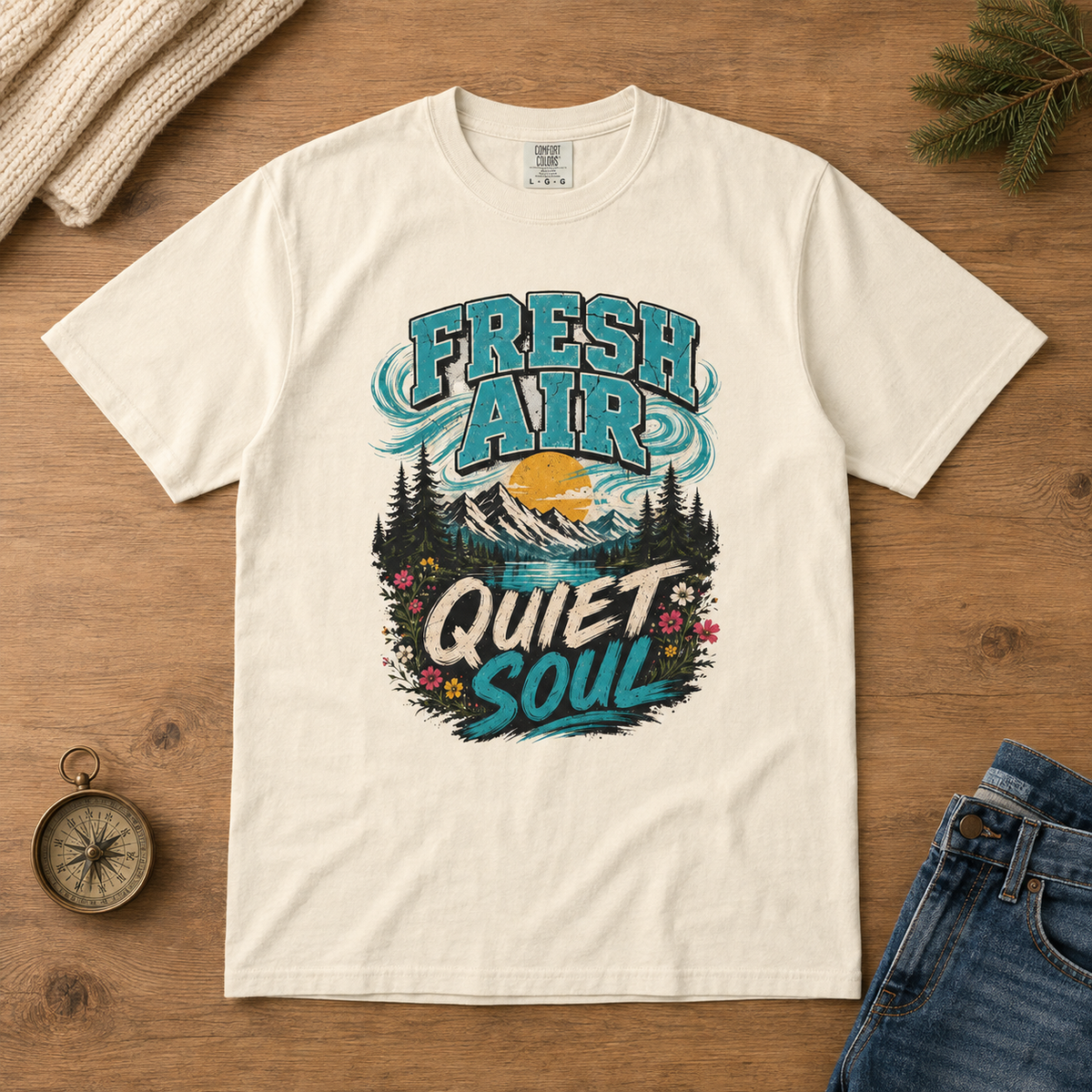 Fresh Air Quiet Soul T-Shirt — Garment-Dyed Cotton