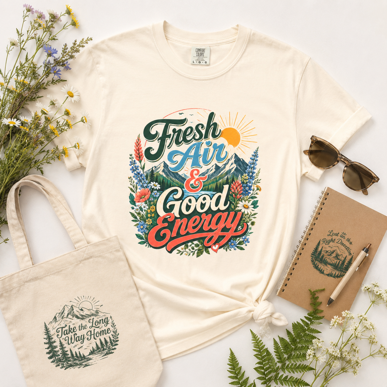 Fresh Air & Good Energy - Mountain Wildflower Tee