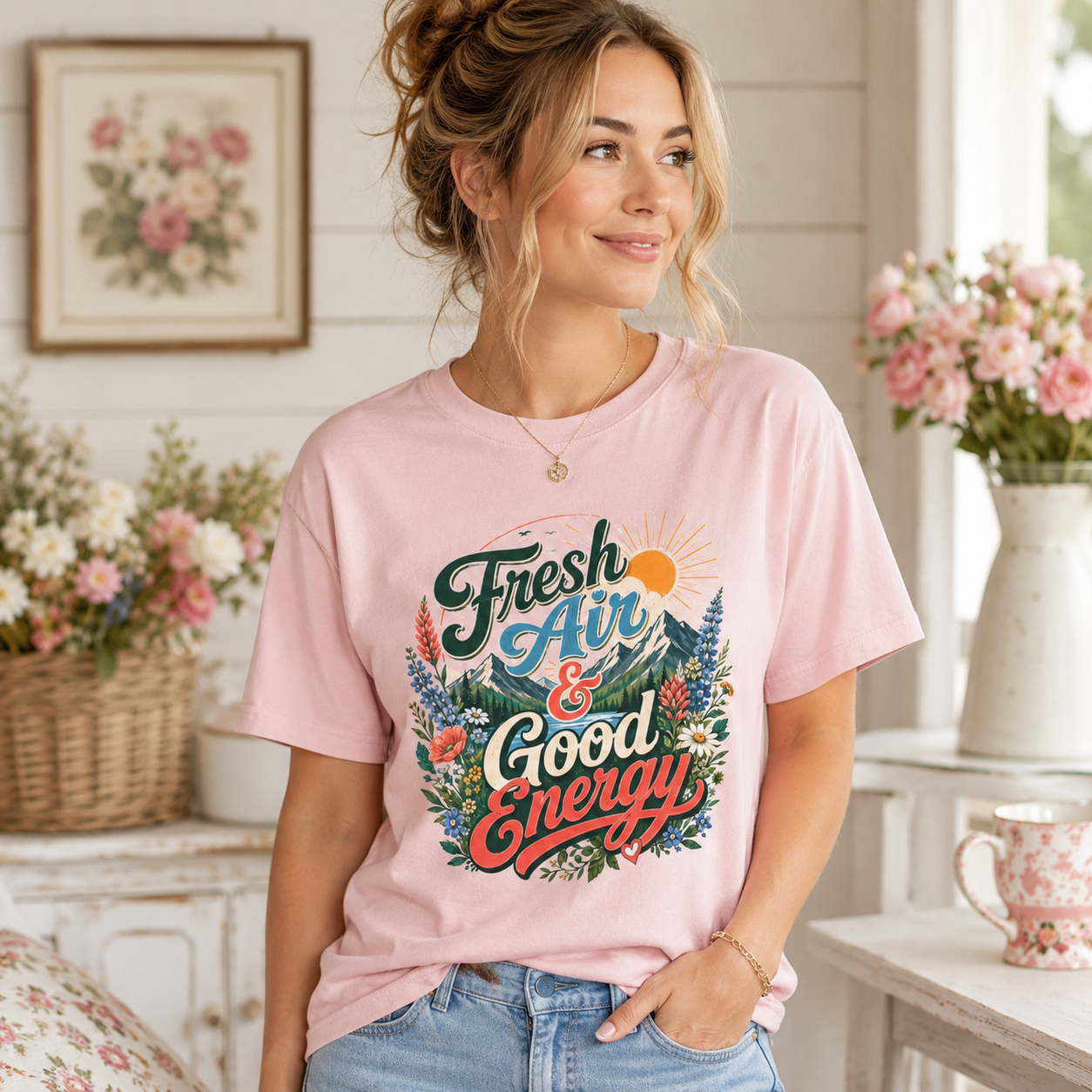 Fresh Air & Good Energy - Mountain Wildflower Tee