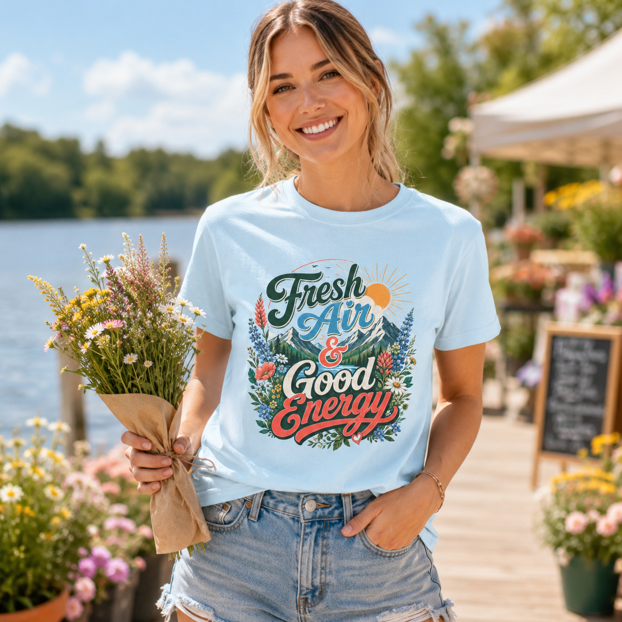 Fresh Air & Good Energy - Mountain Wildflower Tee