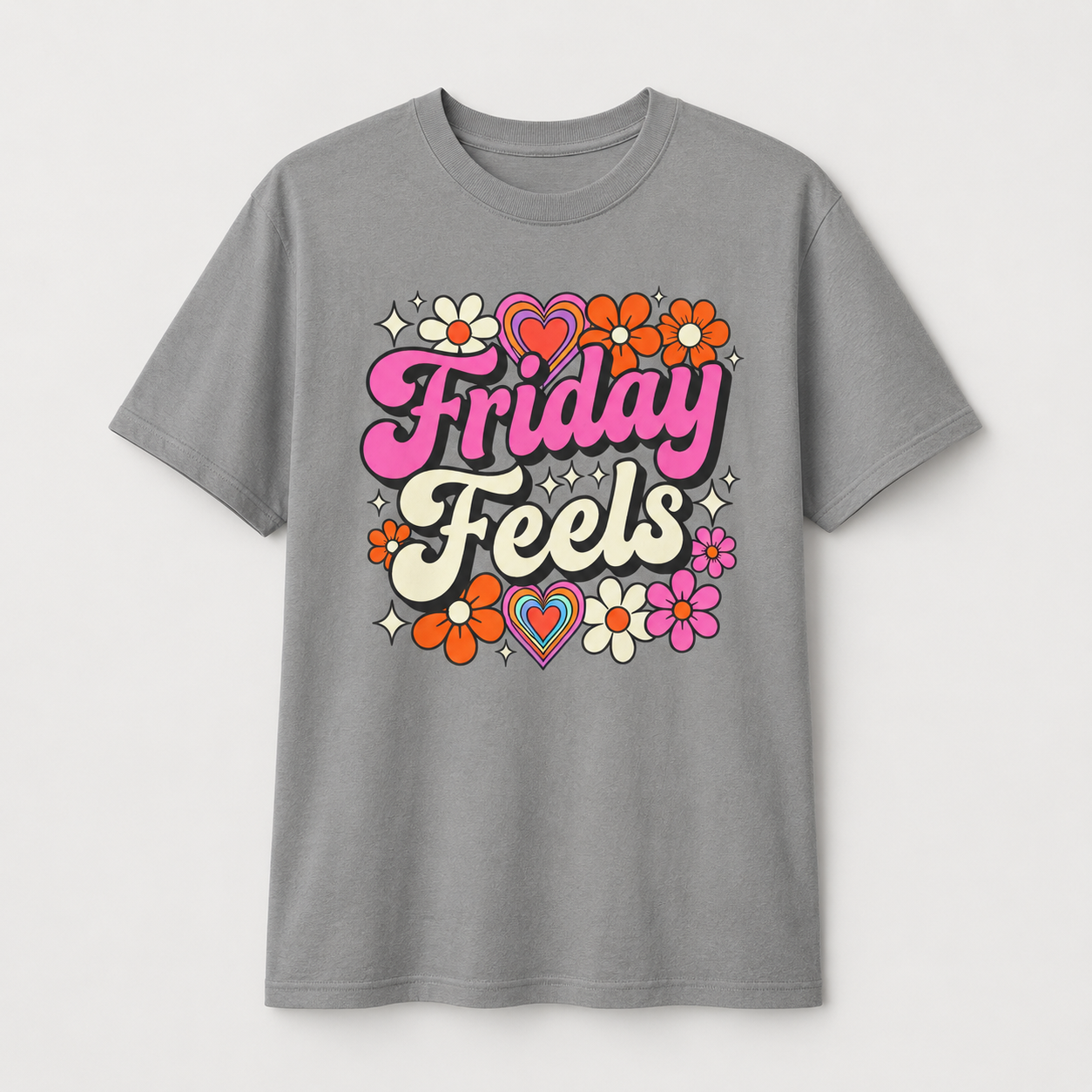 Friday Feels - Retro Groovy Floral Tee