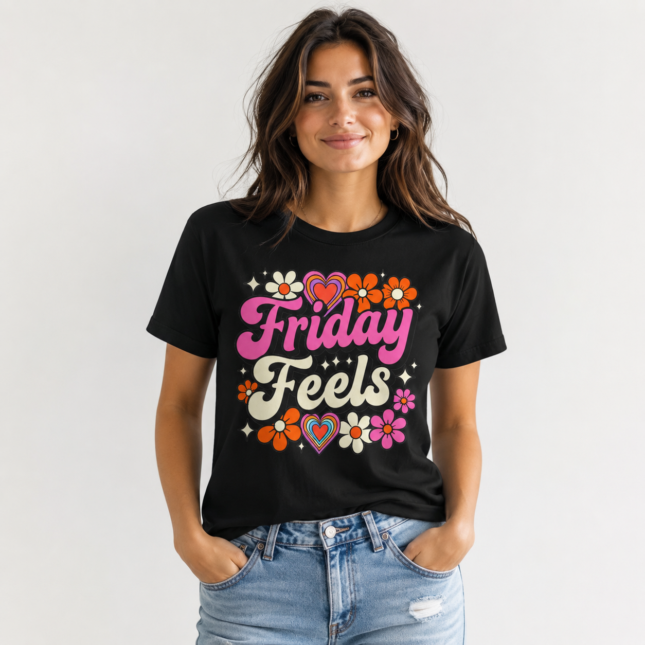 Friday Feels - Retro Groovy Floral Tee