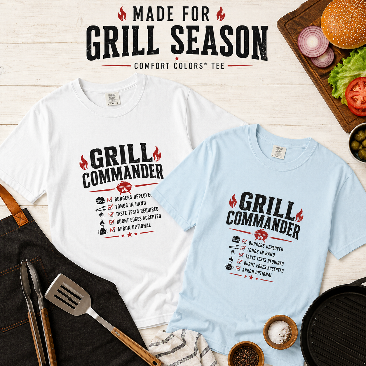 Grill Commander BBQ dad shirt front view