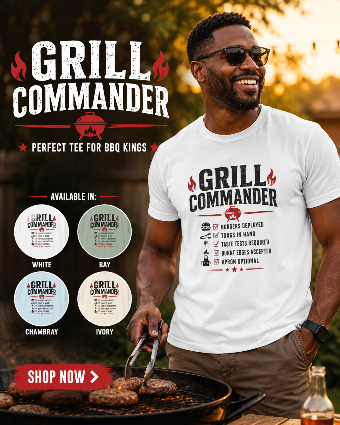 Grill Commander grilling dad tee branded slide