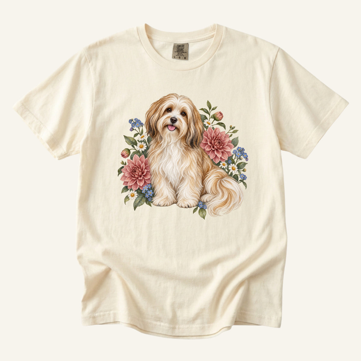 Havanese Dog T-Shirt in Ivory — dog lover gift tee, sizes S to 4XL, made to order in the USA