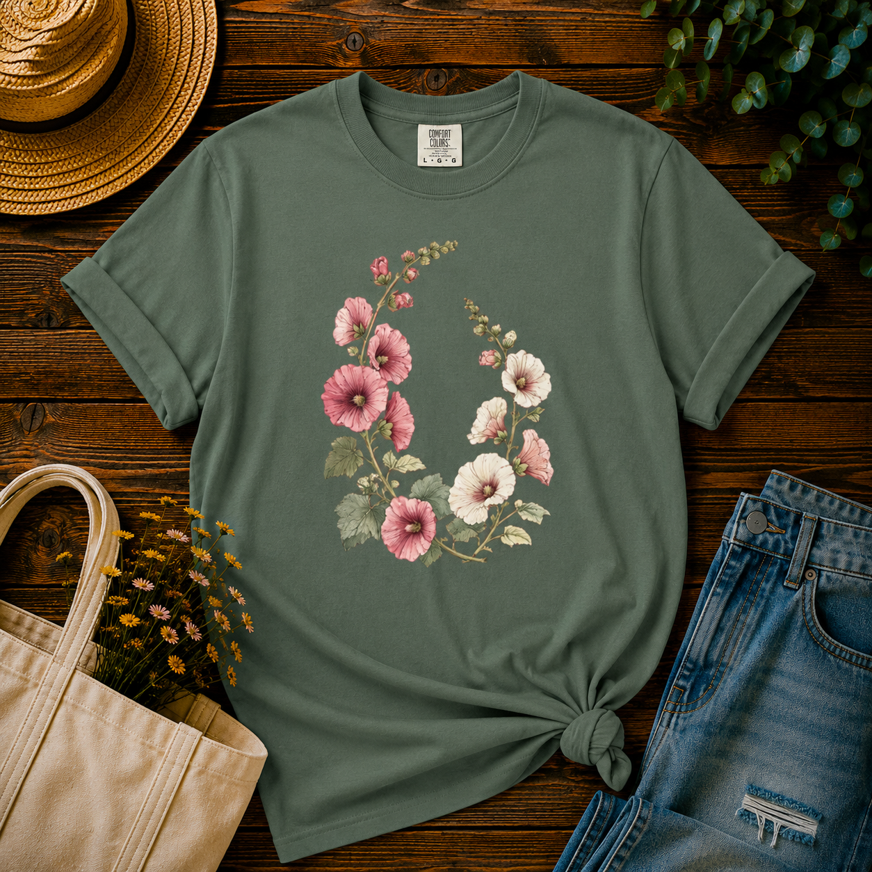 Hollyhocks Tee