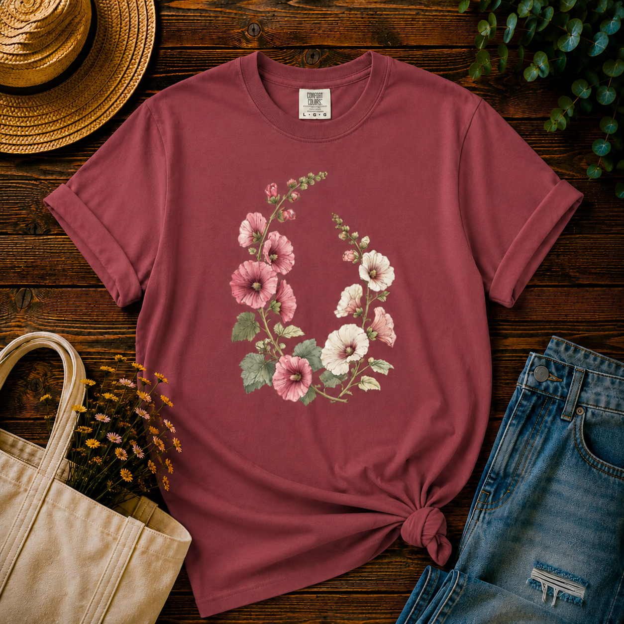 Hollyhocks Tee
