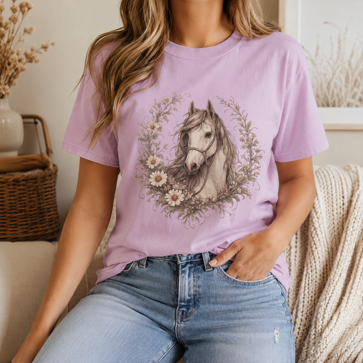 Horse Floral Wreath Tee