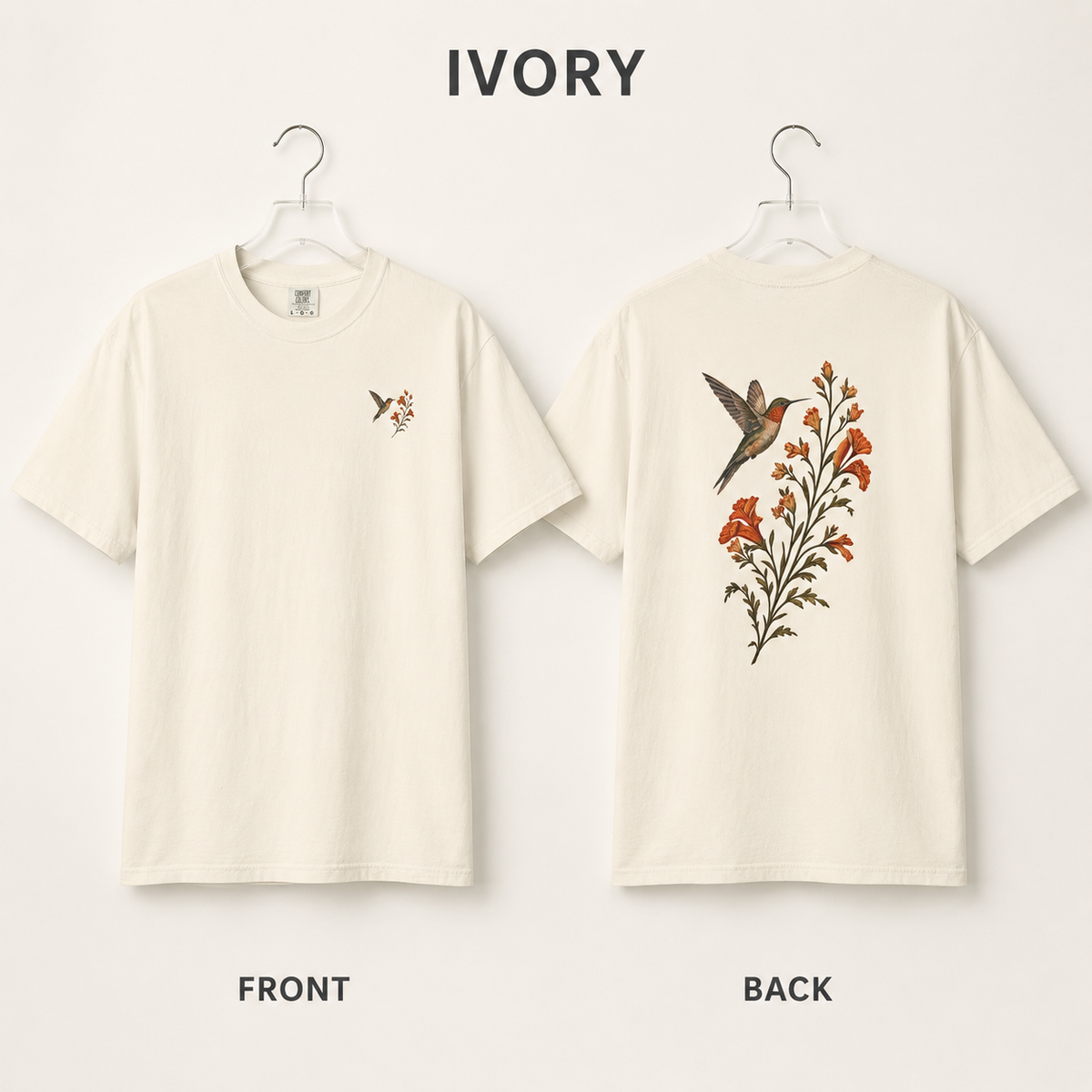 Hummingbird & Trumpet Vine Front and Back T-Shirt