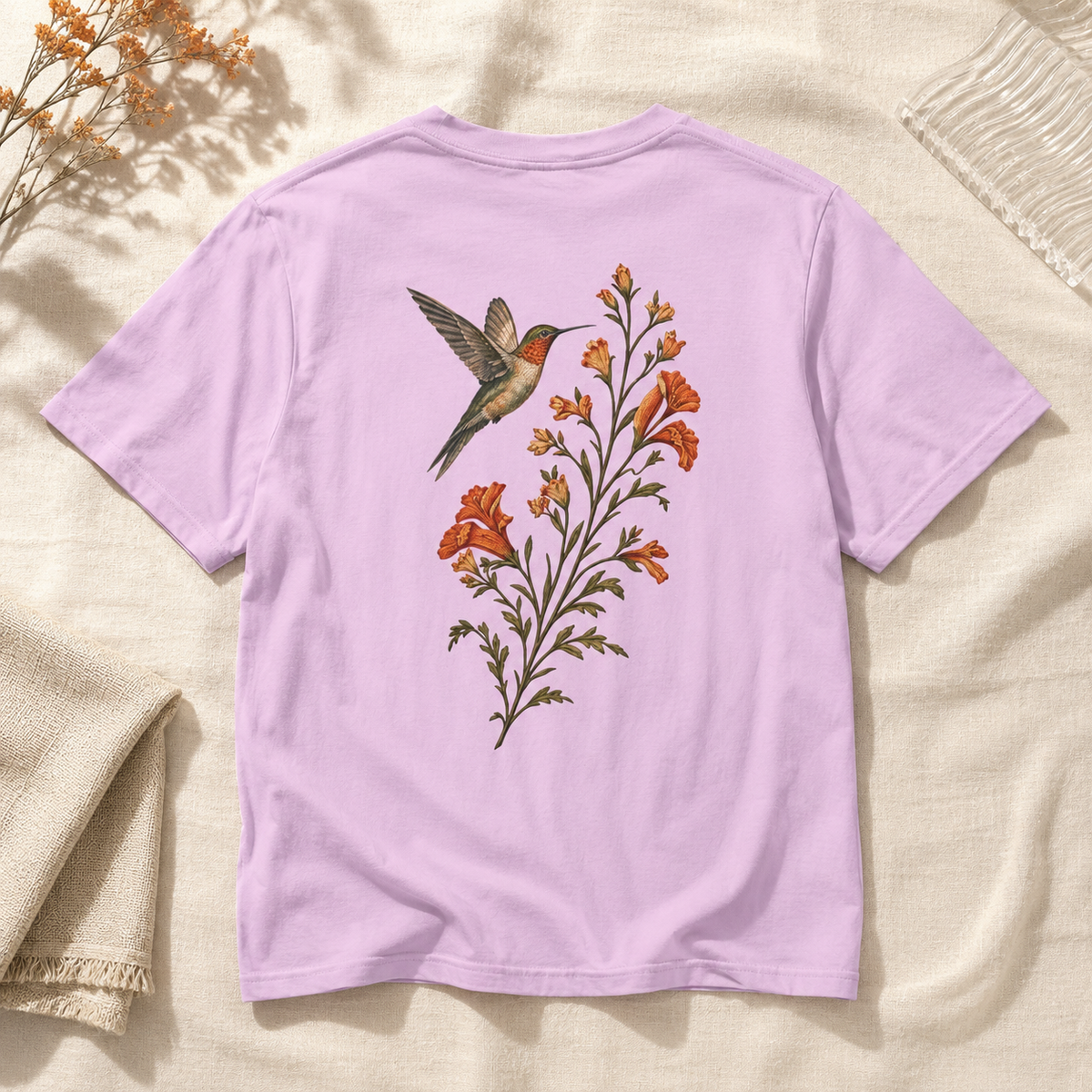 Hummingbird & Trumpet Vine Front and Back T-Shirt