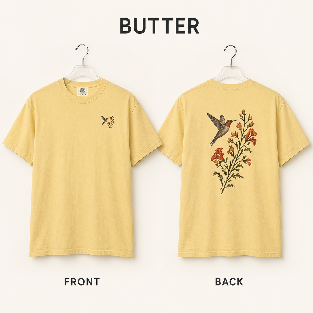 Hummingbird & Trumpet Vine Front and Back T-Shirt