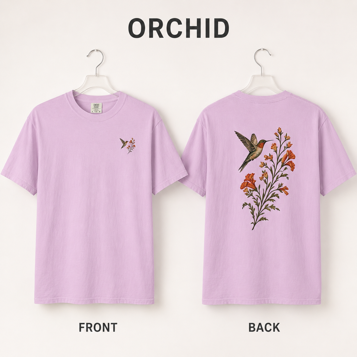 Hummingbird & Trumpet Vine Front and Back T-Shirt
