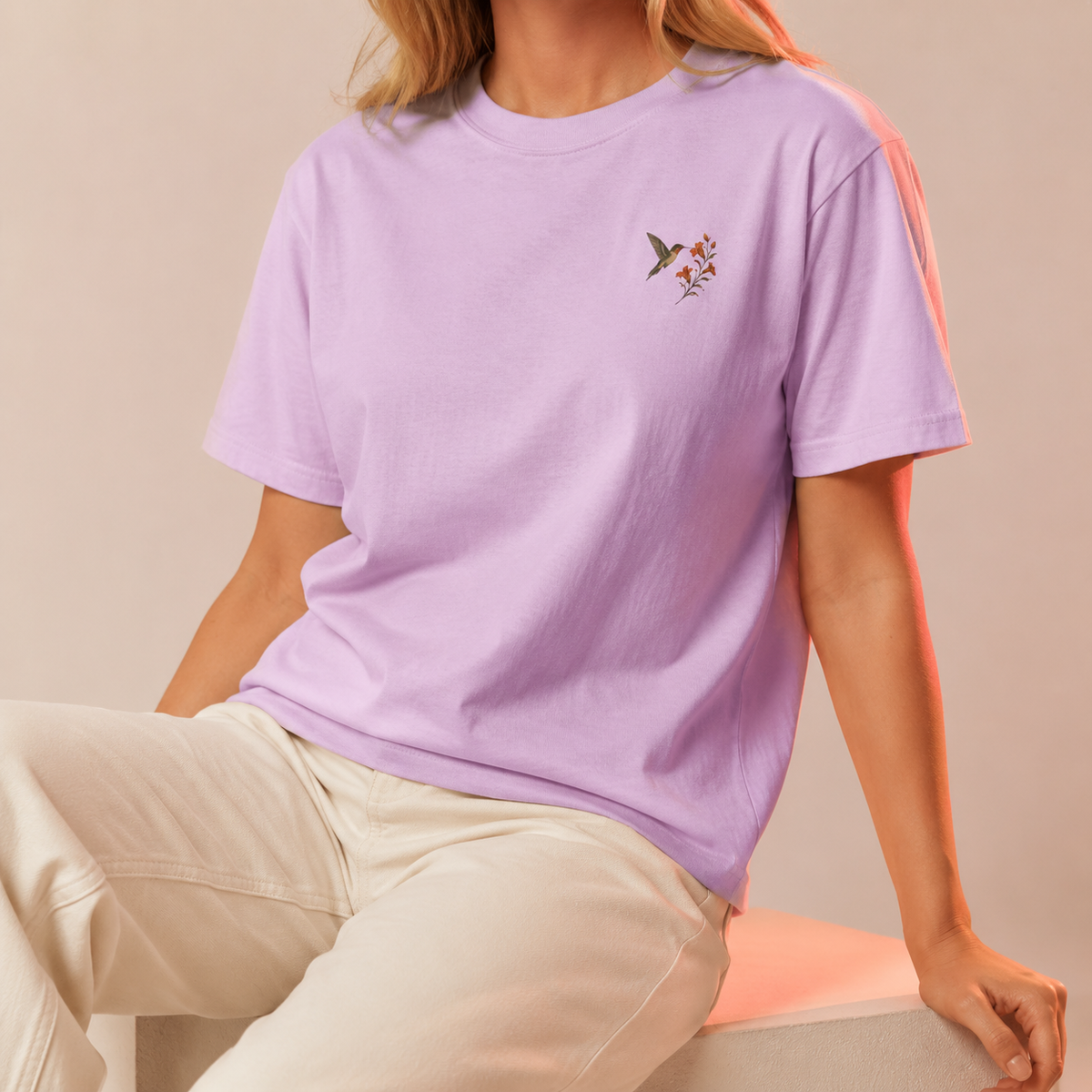 Hummingbird & Trumpet Vine Front and Back T-Shirt