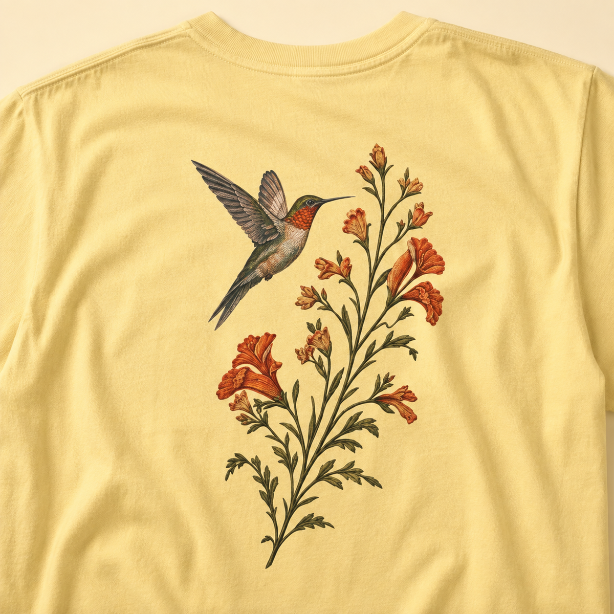 Hummingbird & Trumpet Vine Front and Back T-Shirt
