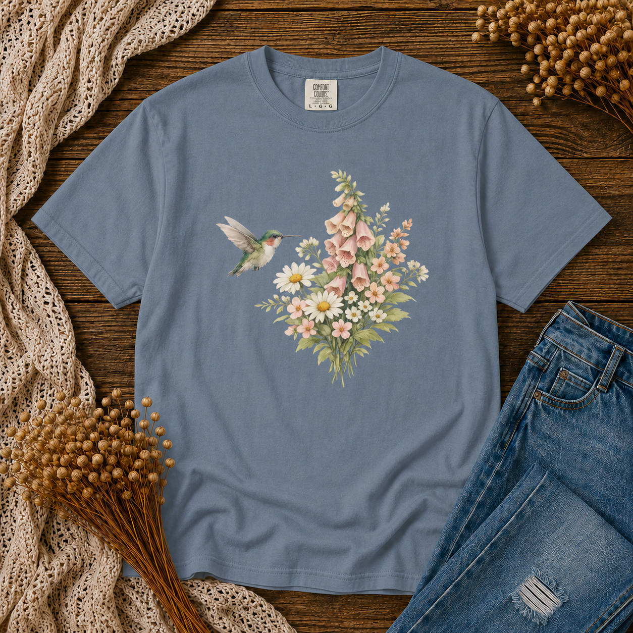 Hummingbird Foxglove Bouquet Tee