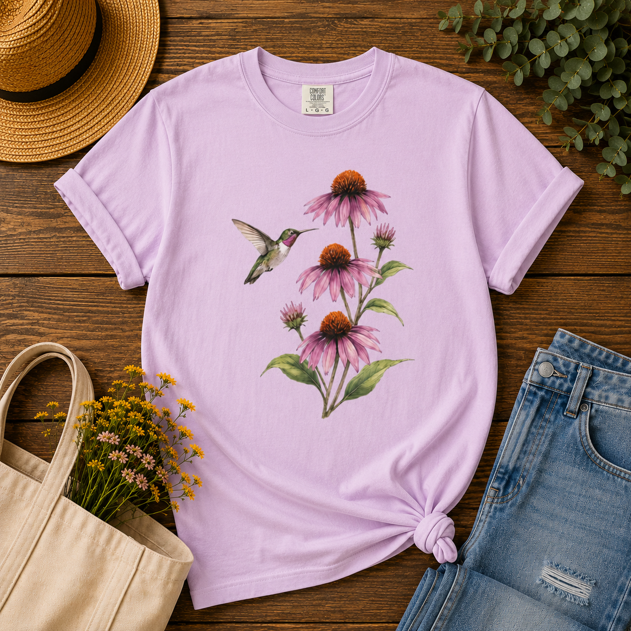 Hummingbird & Coneflowers Tee