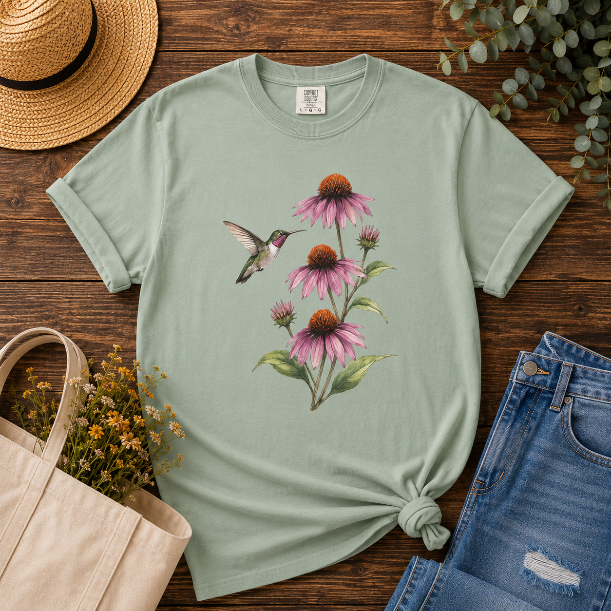Hummingbird & Coneflowers Tee