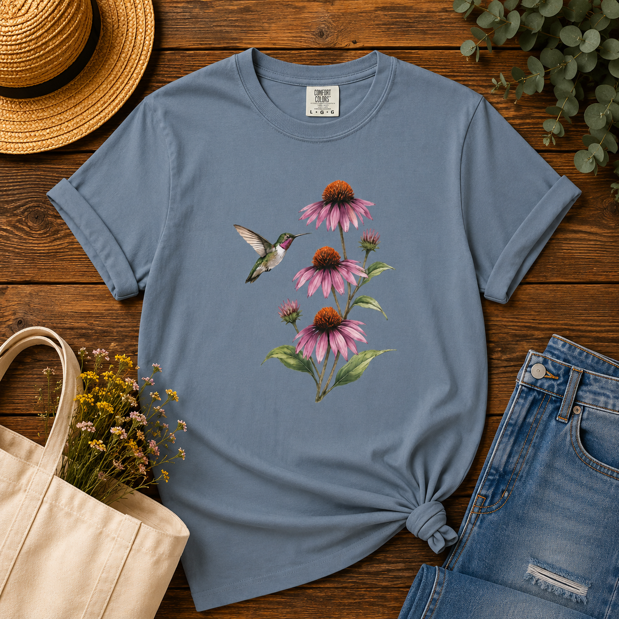Hummingbird & Coneflowers Tee