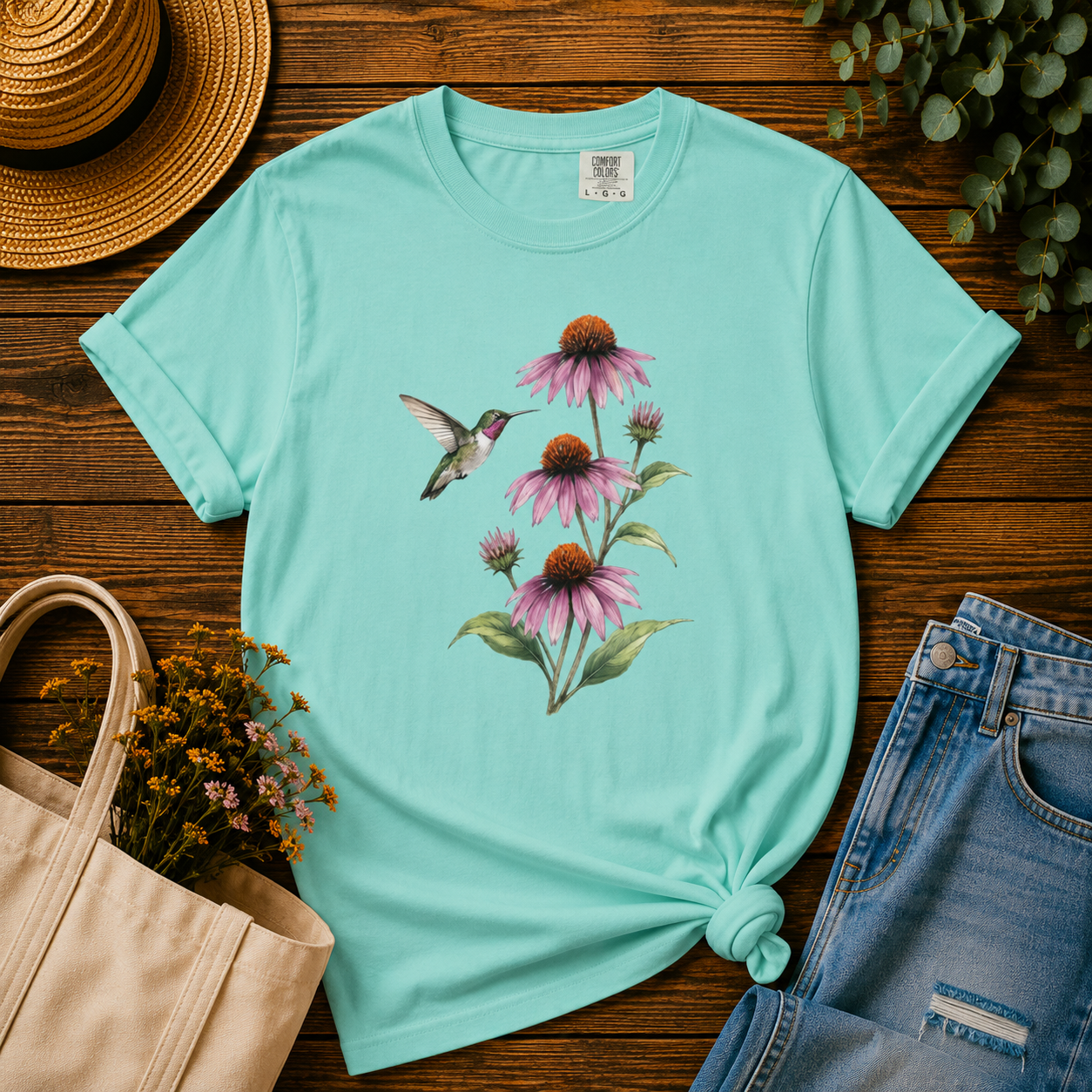 Hummingbird & Coneflowers Tee