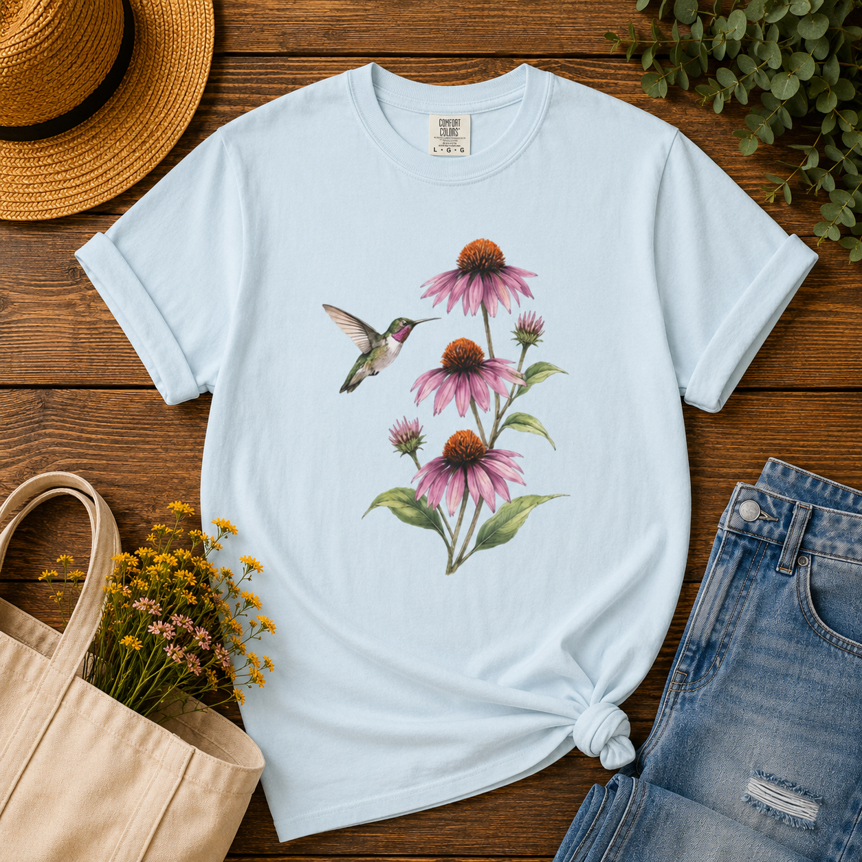 Hummingbird & Coneflowers Tee