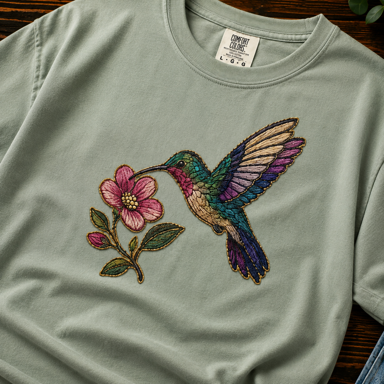 Hummingbird — Embroidery-Style Tee
