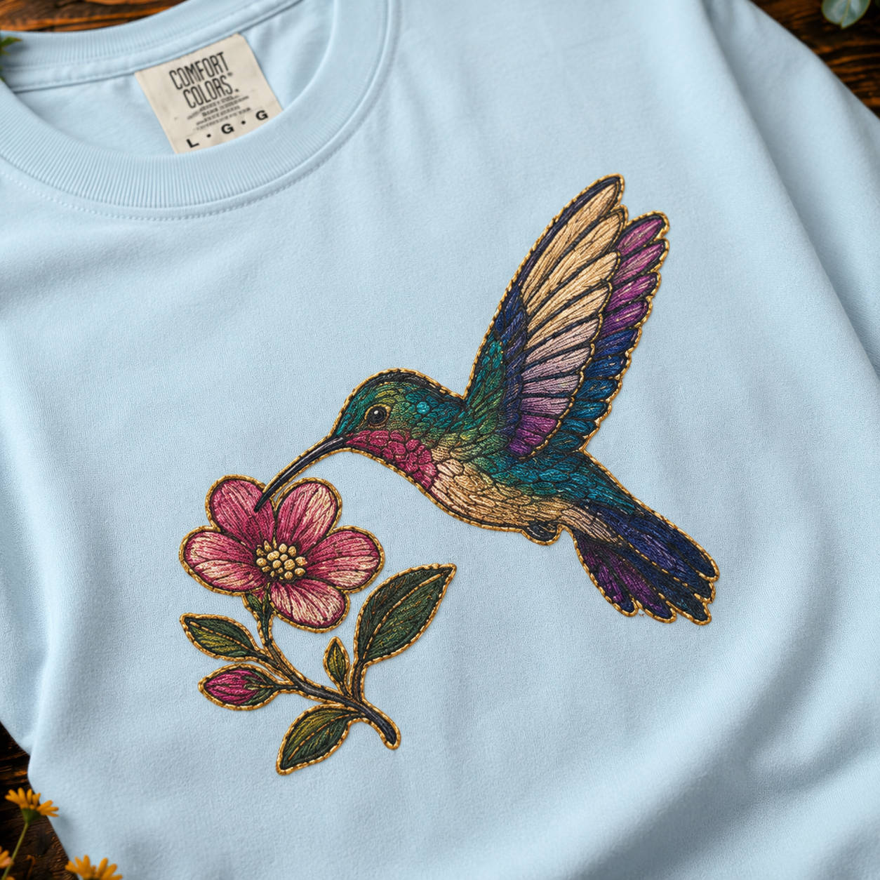Hummingbird — Embroidery-Style Tee